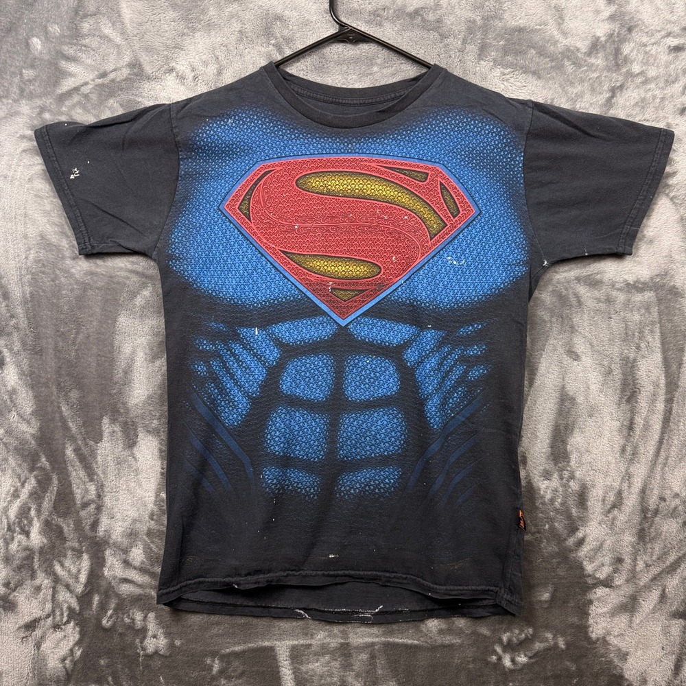 DC T Shirt Mens Small Black Blue Graphic Muscle Tee
